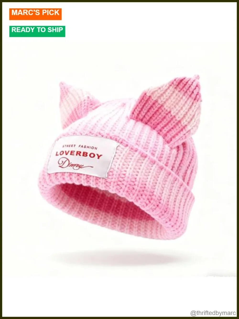 Crochet Cat Ear Beanie Hat - Y2K Soft Slouchy Knit